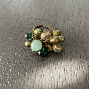 Pearl and Gemstone Chacha Statement Ring | Bronze and Green
